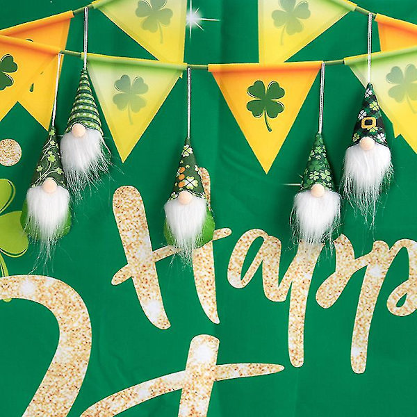 Shxx St. Patrick's Day-dekorationer St. Patrick's Day Rudolph Pendant Ansiktslös docka Grön Hat Festival-hänge Dekoration, 6-delat set Xq-zs1 null none