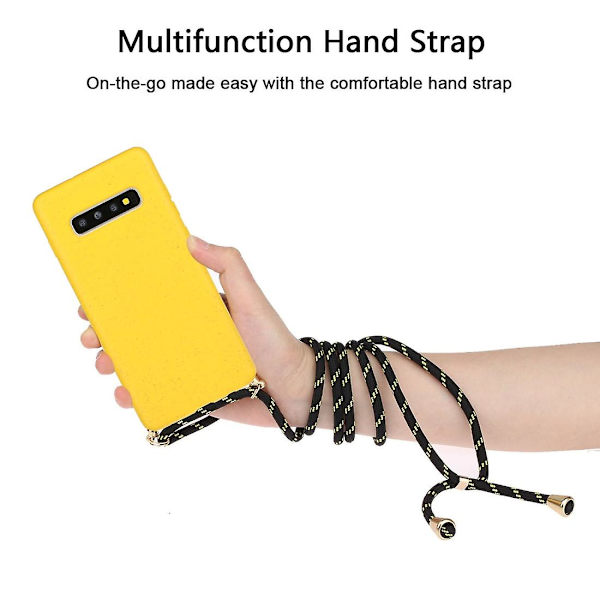 Wheat Straw Material + Tpu Case med snodd för Samsung Galaxy S10 Plus Yellow For Samsung Galaxy S10 Plus