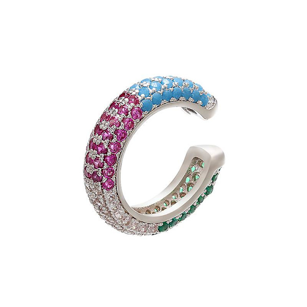 C-formad Cz Zirconia Öronklämma Hip Hop Trendig Koppar Inlagd Ear Cuff Fo SHED002-1 none