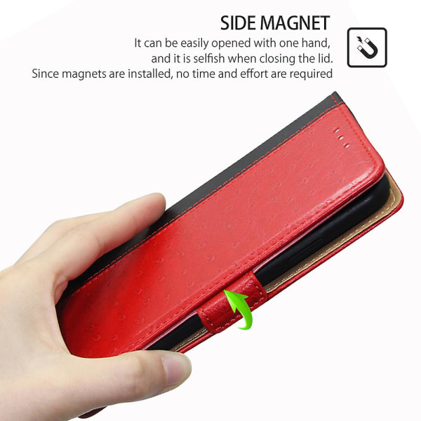 Flip Case För Xiaomi Redmi Note 12 4g Struts Texture Magnetisk Stängning Plånboksställ Cover Red
