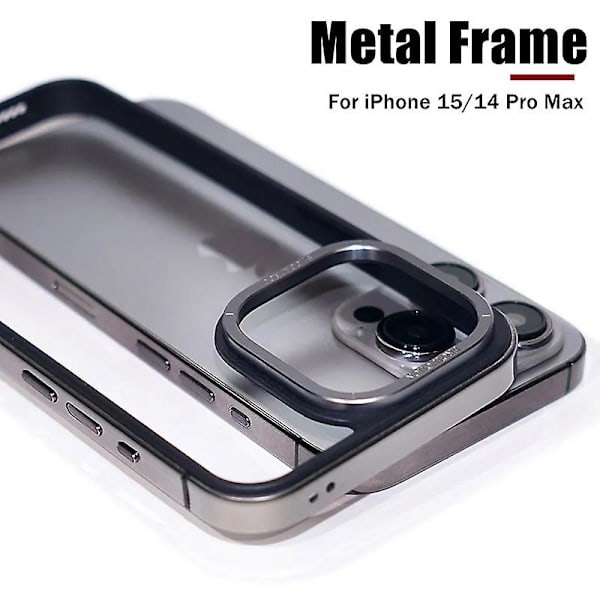 Metallram Slim Fit Ingen ryggdesign Utmärkt värmeavledning för Iphone 15 Pro Max/ Iphone 15 Pro Anti-fall Kantskydd Silver iPhone 15 Pro Max