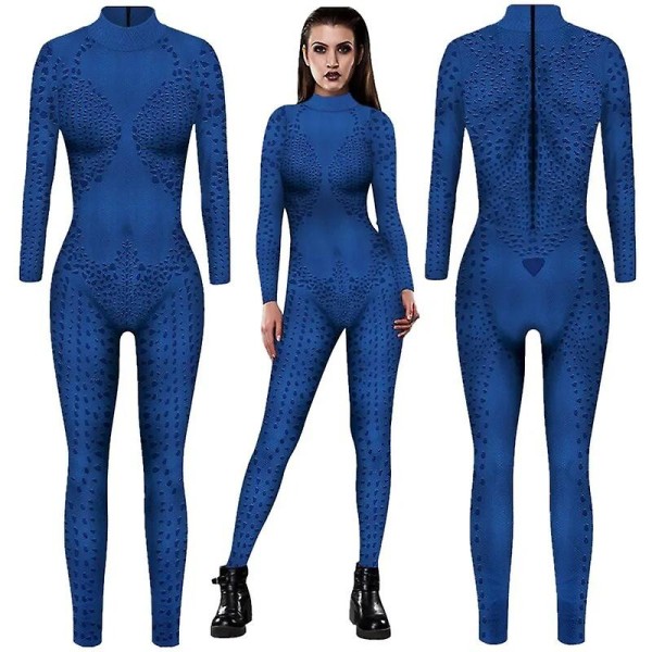 Superhjälte Mystique Raven Darkholme Cosplay Sexiga Jumpsuit Kostymer Halloween Dam Fancy Dress L