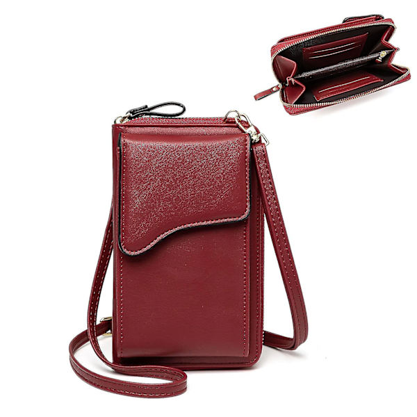 Liten axelväska i läder, Crossbody-väska Mobilplånbok Plånbok Dam Lättvikts Crossbody-väska, röd null none