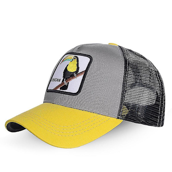 Unisex print Trucker Baseball Cap Mesh Kepsar Snapback Kepsar Yellow Parrot