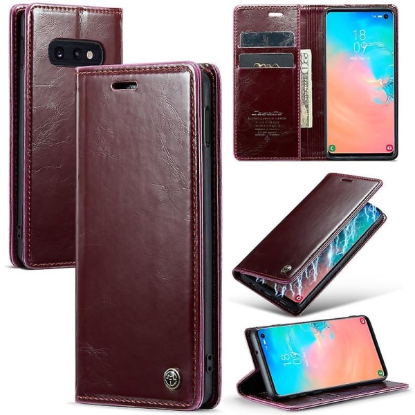 För Samsung Galaxy S10e CaseMe 003 Crazy Horse Texture Phone case(vinröd) null none