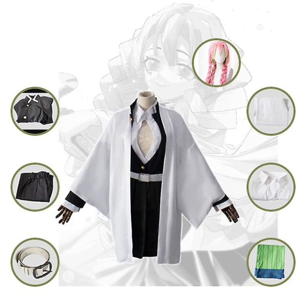 Anime Expo Tecknad karaktär Cosplay Kostym Demon Slayer Kochou Shinobu Kimetsu No Yaiba Tanjirou Nezuko Cosplay Kimono Wig V kids 130cm Kanroji Mitsuri  2