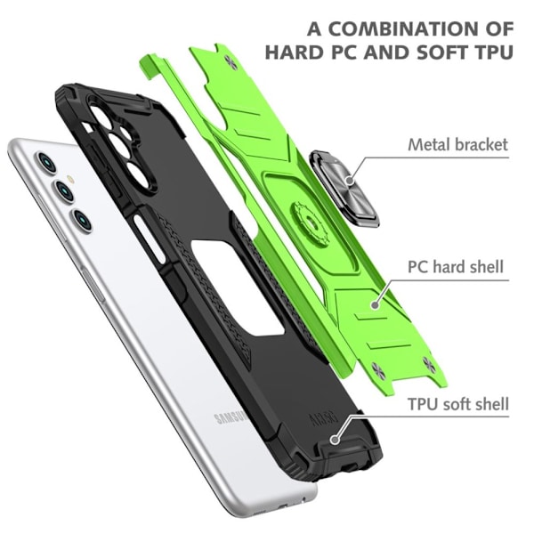 Xhy Samsung Galaxy A13 5G Case med Sekretess Skärmskydd Magnetisk Ring Hållare Kickstand Militärklass helkropp Dubbellager Drop Prote green