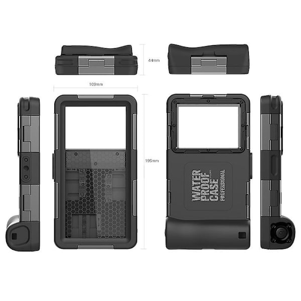 8 alternativ Dykning Phone case 15m Undervattensvattentätt cover för simning Snorkling black second generation