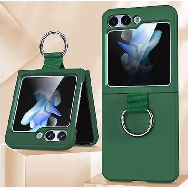 Stötsäkert smalt skyddande TPU- phone case för Samsung Galaxy Z Flip 5 med ringfingerögla Green