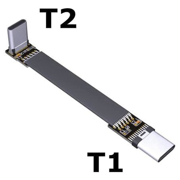 USB 3.1 Typ C till Typ C Förlängningskabel 90 Grader Adapter FPC FPV Bandplatt USB C Kabel 3A 10gbps Black none