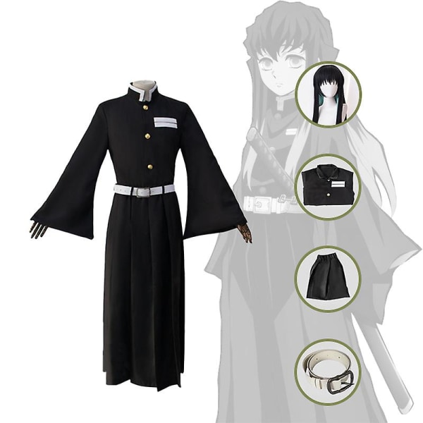 Anime Expo Tecknad karaktär Cosplay Kostym Demon Slayer Kochou Shinobu Kimetsu No Yaiba Tanjirou Nezuko Cosplay Kimono Wig V kids 140cm Tokitou Muichirou 2