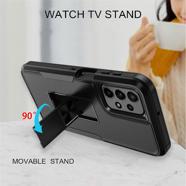 Xhy Samsung Galaxy A23 5G- case med skärmskydd och magnetiskt bilfäste Kickstand Militärklass helkropp dubbellagers fallskydd black
