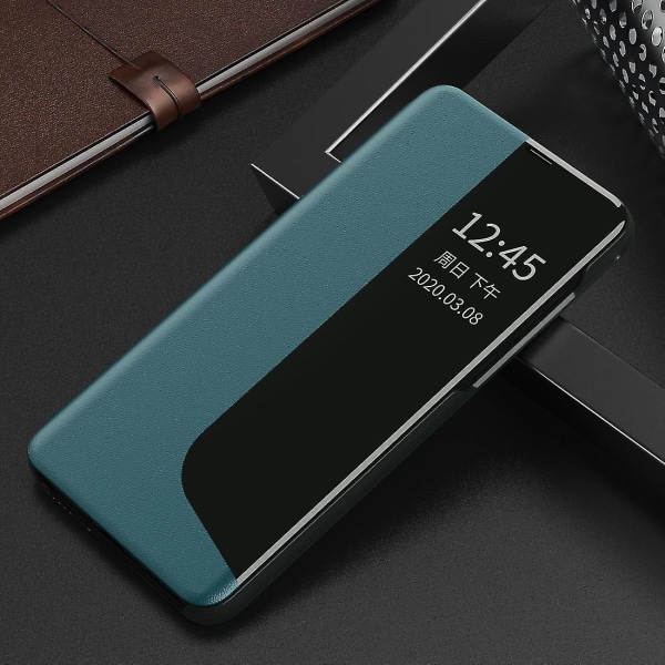 För Huawei P30 Side Display Flip Case Geen