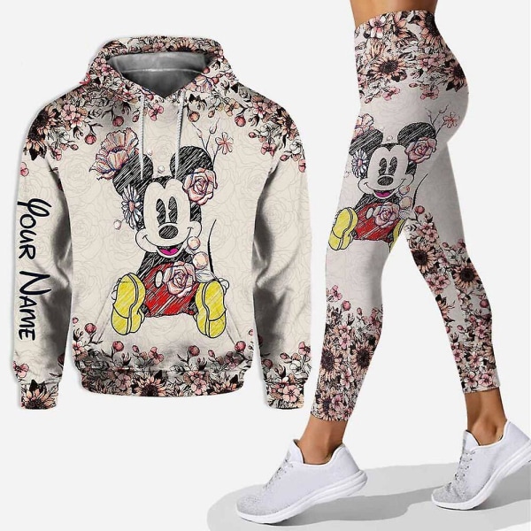 Disney Musse Pigg 3d Huvtröja Dam Luvtröja Kostym Mickey Yoga Byxor Träningsbyxor Mode Sportdräkt Red XXXL