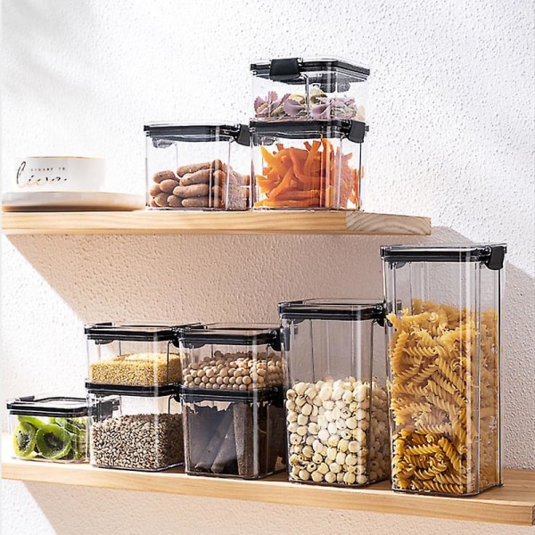 Matförvaring Köksbehållare Plastboxburkar för bulkspannmål Köksarrangörer för skafferi Organizer med lock Hem C 460ML 700ML