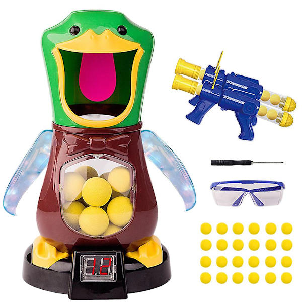 Hungry Ducks Shooting Toy Set Multifunktionella poäng kampleksaker för pojkar flickor Automatic Walking 24 Balls