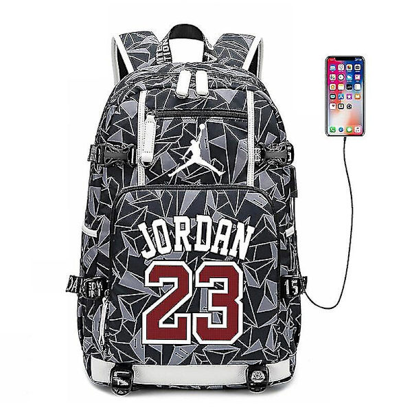 Nba Peripheral Series Star Logo Multifunktionell USB ryggsäck Luminous Fluorescent Backpack-jordan-tryckt-6 null none