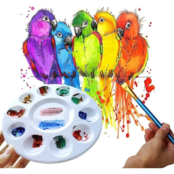 Färgbricka-paletter, Målarpall, Färghållare, Målarpalett, Plastpalett, Målarbricka-paletter för barn att måla eller föda 10pcs-white