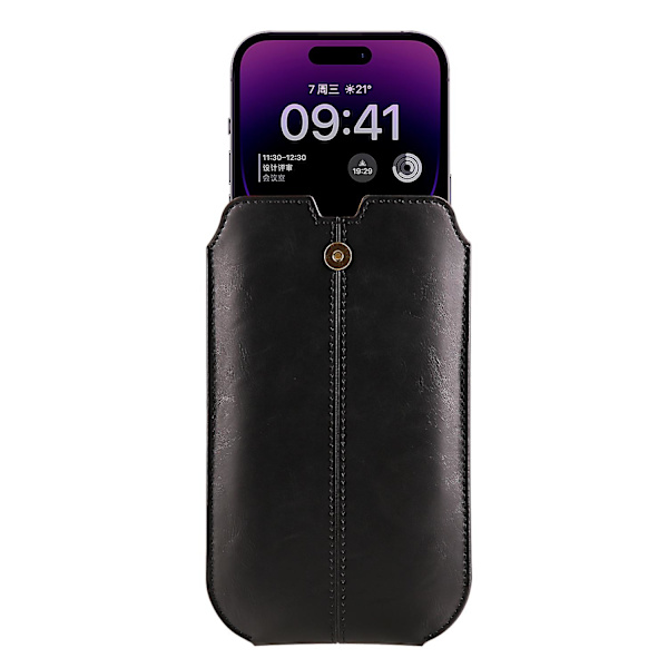 Crazy Horse Texture Pu Läder Telefonbältesväska för mobiltelefoner Universal midjetelefonhölsterväska med kortlager Black 7.2 inches