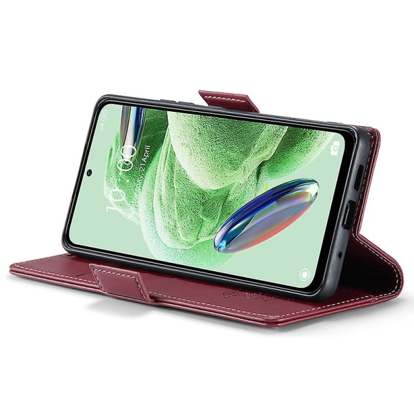 Caseme 023-serien för Xiaomi Redmi Note 12 5g (kina) / (indien) / (global) / Poco X5 5g Litchi Texture Rfid Blockerande case Läder Sta Red