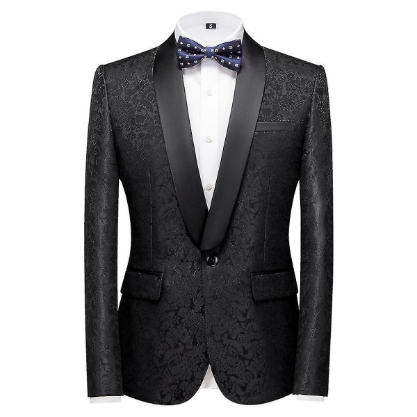 Schan Herr 3-delade kostymer Sjal Lapel Enknapps Smoking Blazer Västbyxor Set För Bröllop Black L