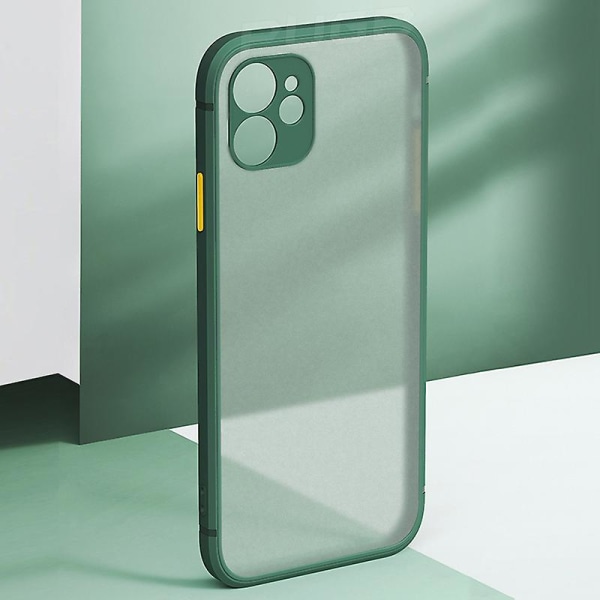 Matt Transparent Stötsäkert Iphone Case Med Silikon Bumper - Xs Max, Xr, Se & More Dark green for iphone 11