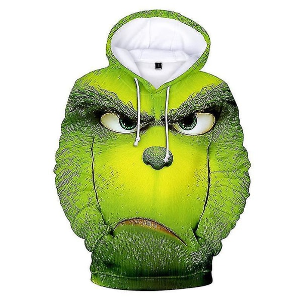 Unisex 3d Grinch huvtröja Herr Kvinnor Casual Huvtröja Julklapp Green Hoodie 2XL