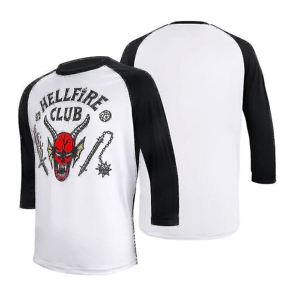 Vuxna Unisex Stranger Things Säsong 4 Hellfire Club T-shirt Topp med huvtröjor 3 4 Sleeve XXL