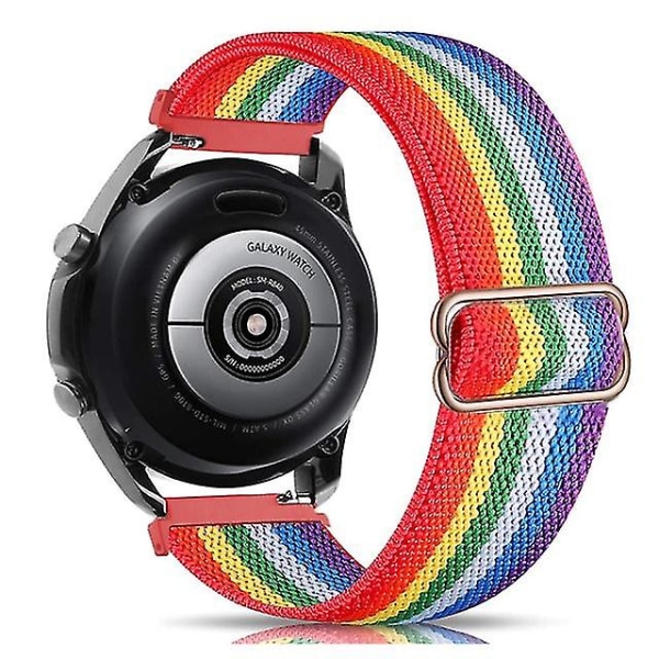 Nylon för Samsung Galaxy Watch 4/classic/46mm/active 2/gear S3 Justerbart elastiskt armband Rainbow 22mm