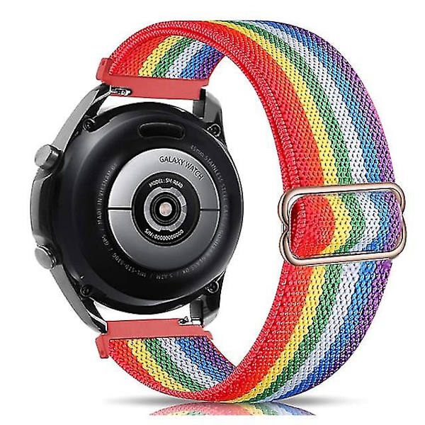 Nylon för Samsung Galaxy Watch 4/classic/46mm/active 2/gear S3 Justerbart elastiskt armband Rainbow 22mm