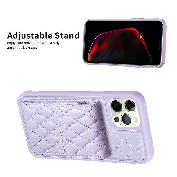 Bf22-stil case för Iphone 12 Pro Max Pu Läderbelagd Tpu Kickstand Cover Purple