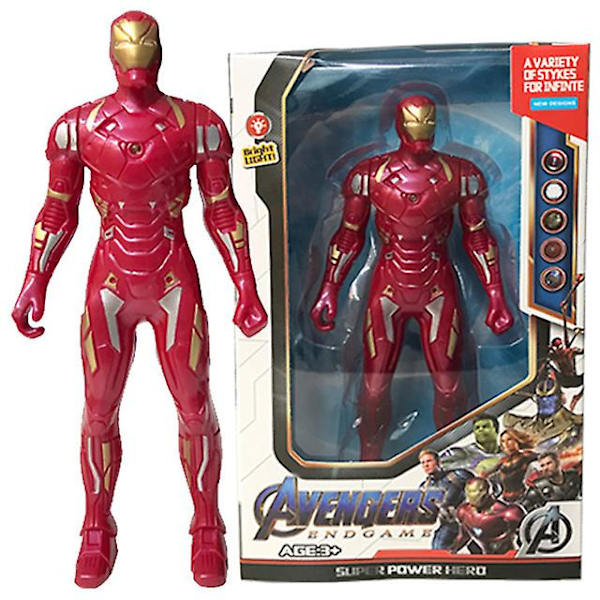 17 cm Marvel Spiderman Hulk Ironman Anime Action Figur Leksak Julklapp Pvc rörliga leder Luminous Doll Collection Modell Leksaker C with box A-17cm