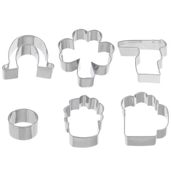 6 st St Patrick's Day Cookie Making Form Form Rostfritt stål Form Silver 8x6.5cm
