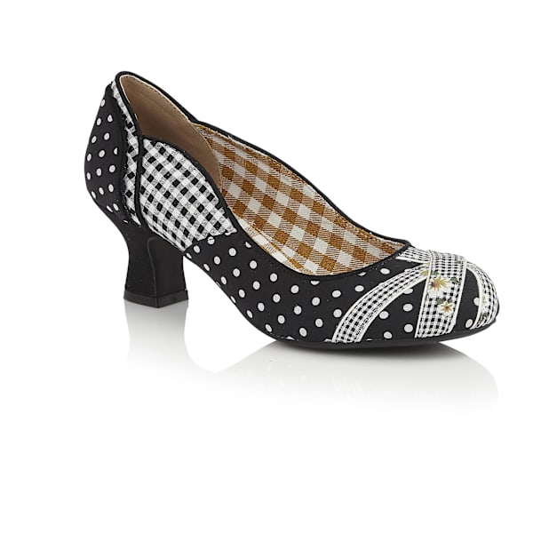 Ruby Shoo Paula Mid Heel Court Shoe för kvinnor BLACK/WHITE UK 7 / EU 40