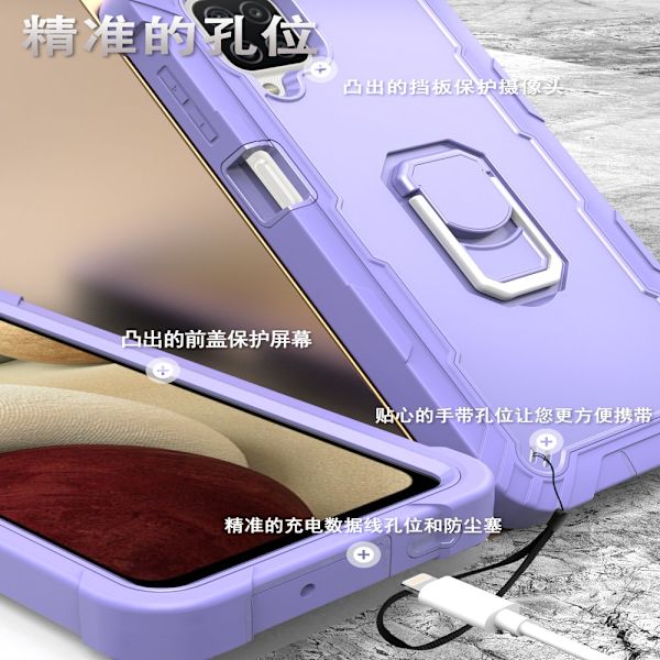 Case för Samsung A12 5G Case, Galaxy A12 Case, Allytech Slim Fit Rugged 3-lagers stötsäkert skydd Hybrid Kickstand Phone case Cover för purple