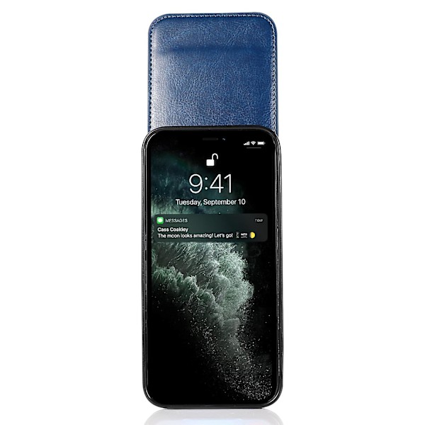 Telefon Kickstand Case För Iphone 14 Plus, Korthållare Pu Läder + Tpu Cover Dark Blue