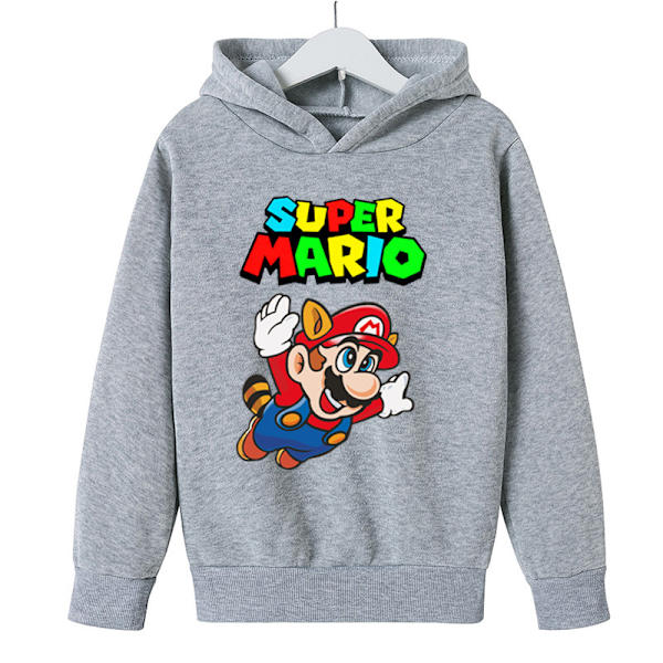 Mario Cartoon Print Hoodie F5 grey 110cm