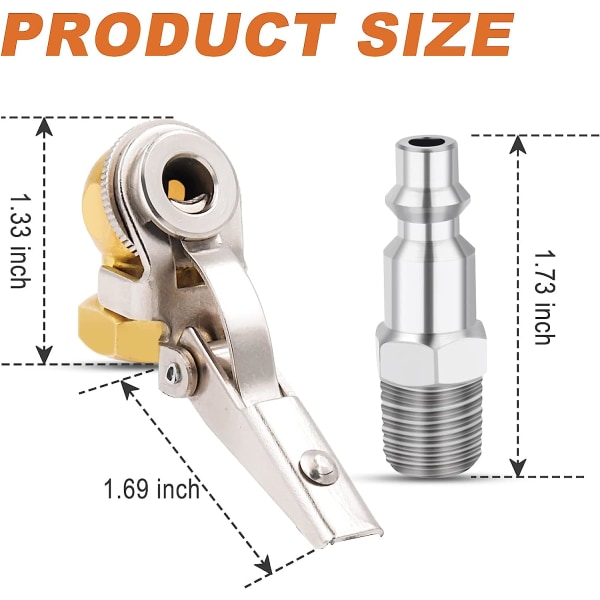 SAFELIFE 1/4&#34; FNPT kulfotsluftchuck med klämma, lastbilsslangverktyg för bildäck, clip-on kulinflator luftchuck luftkompressortillbehör