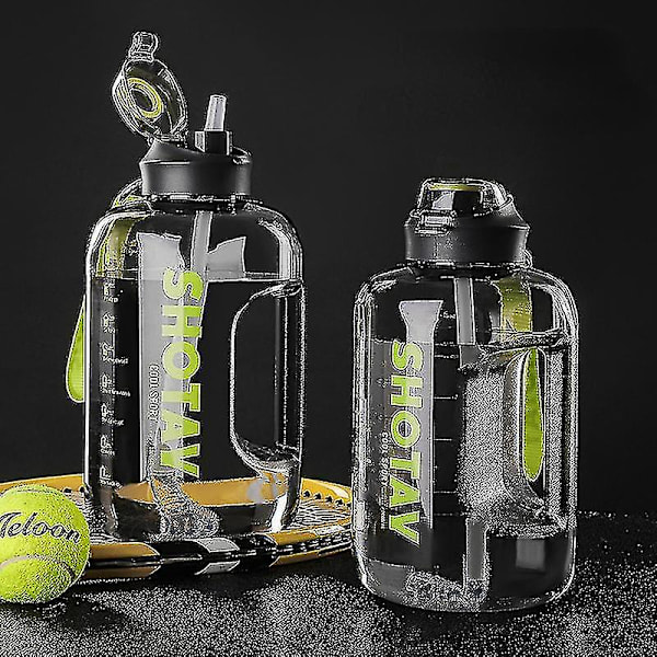 2 liters vattenflaska med sugrör Stora bärbara reseflaskor för träning Sport Fitness Cup med tidsskala Fda gratis pink 2500ml none