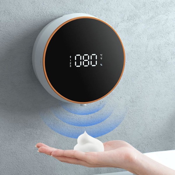 Automatisk skumtvåldispenser Väggmonterad digital displaytvålmaskin Infraröd rörelsesensor Tvålautomat Black