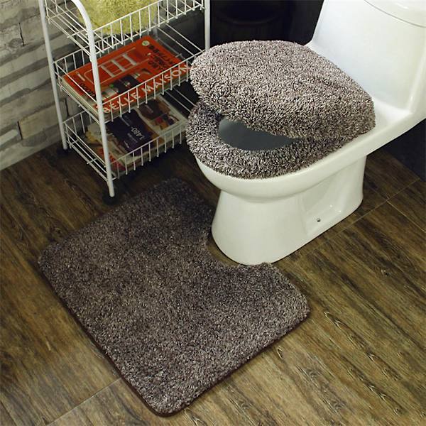 Toalettlocksöverdrag för badrum, mjuk plyschsits Tvättbar toalettlocksöverdrag 39cmx49cm Coffee