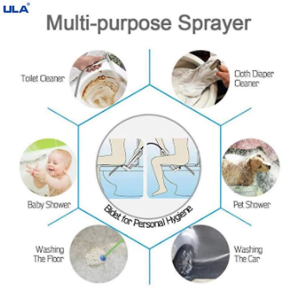 Ula Svart Kran Mässing Bidé Sprayer Bärbar Toalett Bidé Kran Varmt Kallt Vatten Badrumsblandare Shattaf Ventil Hygienisk Dusch null none