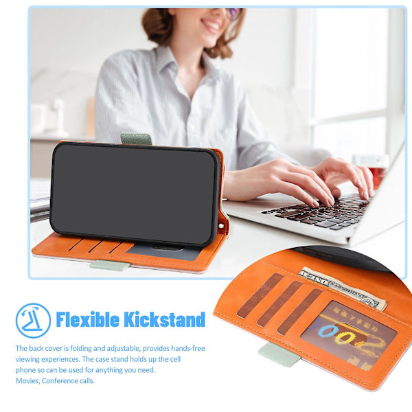 Case till Iphone 13 Cover Trefärgssömmar Coque Magnetic Handytasche Etui - Grön null none