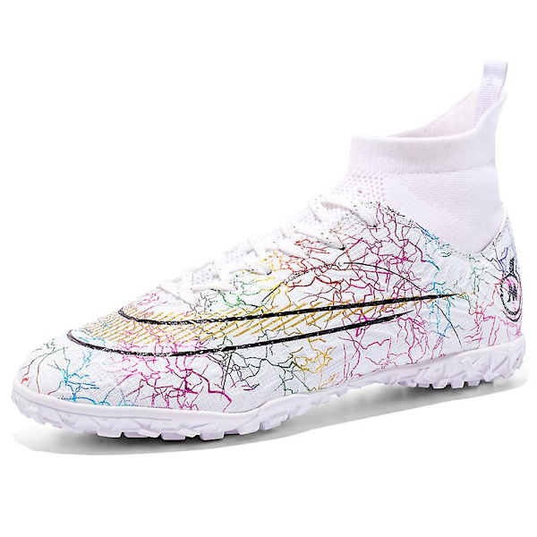 Fotbollsskor för män Halkfria fotbollsskor Klossar Gräs Fotbollssneakers Yj068 White 45