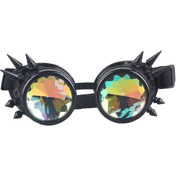 Rainbow Crystal Linser Steampunk Goggles, bekväm justerbar rem