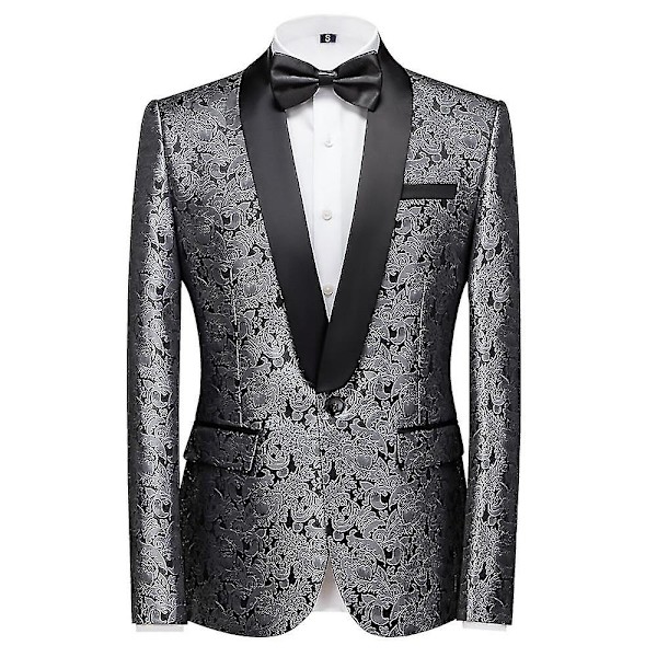 Schan Herr 3-delade kostymer Sjal Lapel Enknapps Smoking Blazer Västbyxor Set För Bröllop Sliver L