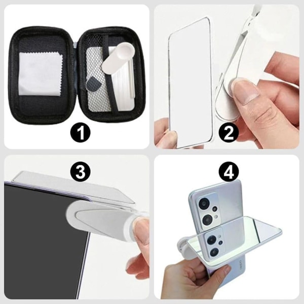 Smartphone Camera Mirror Reflection Clip Kit, Mobiltelefon Reflection Camera Clip Selfie Reflector, Mobile Phone Shooting Supplies Black - with remote