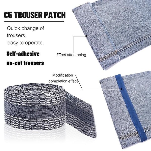 Självhäftande tejp för byxor Ben Kantförkortning Syverktyg Tejp Paste Fålla Stryk på Byxor Jeans Kläder Längd Förkorta Denim 2m