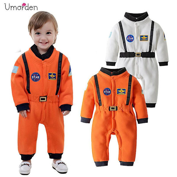 Astronautdräkt Rymddräkt för baby Småbarn toddler Halloween Jul Födelsedagsfest Cosplay Finklänning U_i 100 (2-3T) Orange