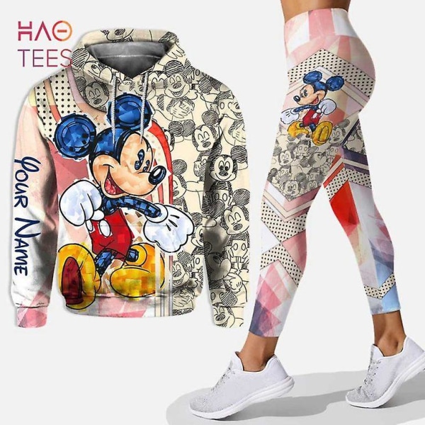 Disney Musse Pigg 3d Huvtröja Dam Luvtröja Kostym Mickey Yoga Byxor Träningsbyxor Mode Sportdräkt Red XXXL
